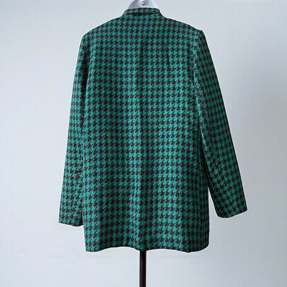 Vintage Houndstooth Oversized Blazer Sz 14 British Heritage Equestrian Academia - Picture 7 of 7